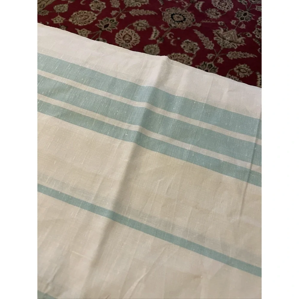Vintage Light Blue & White Striped Tablecloth Unbranded 60